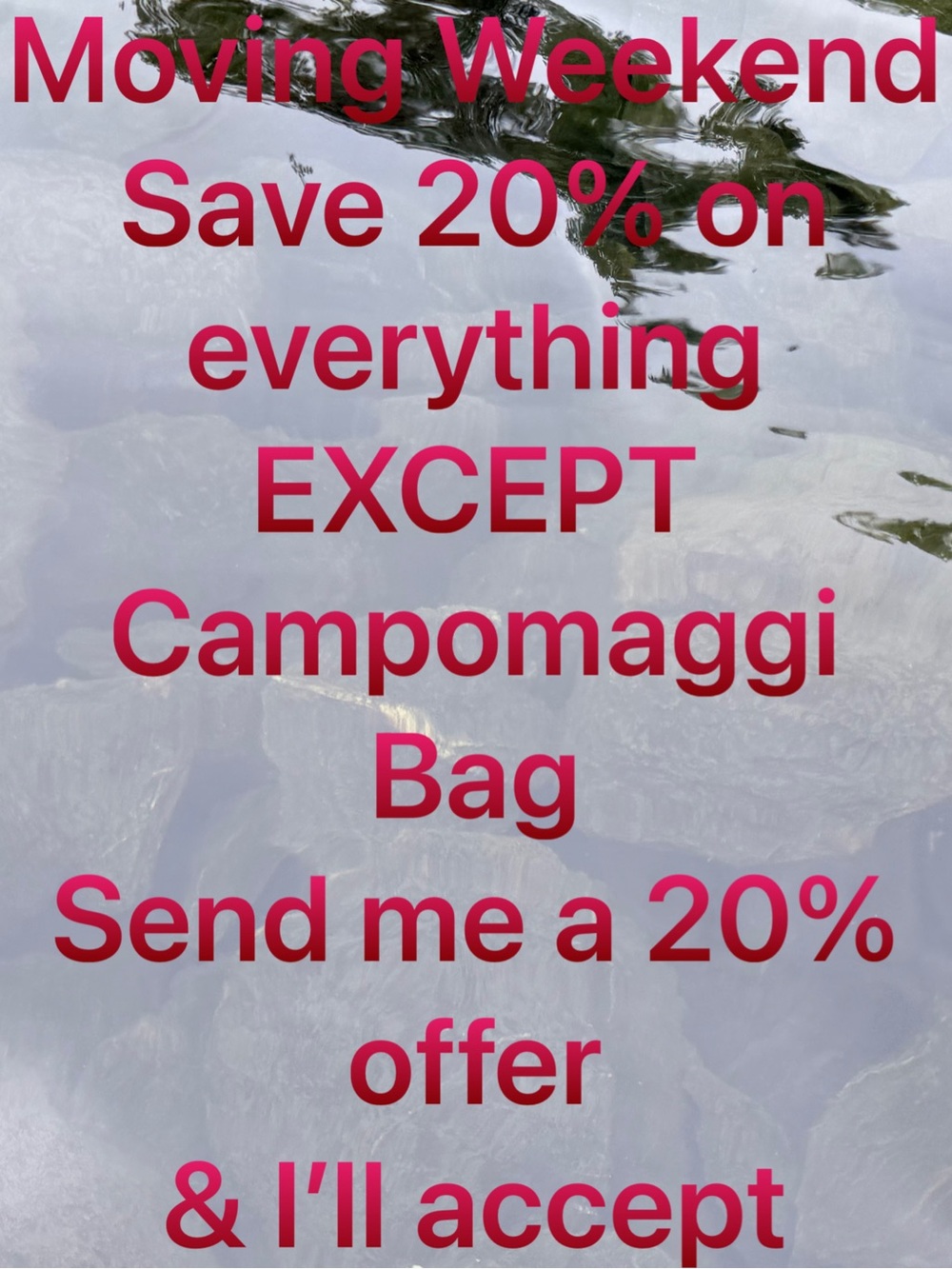 Campomaggi Excluded Moving Weekend Promotion Poster - Pink Text